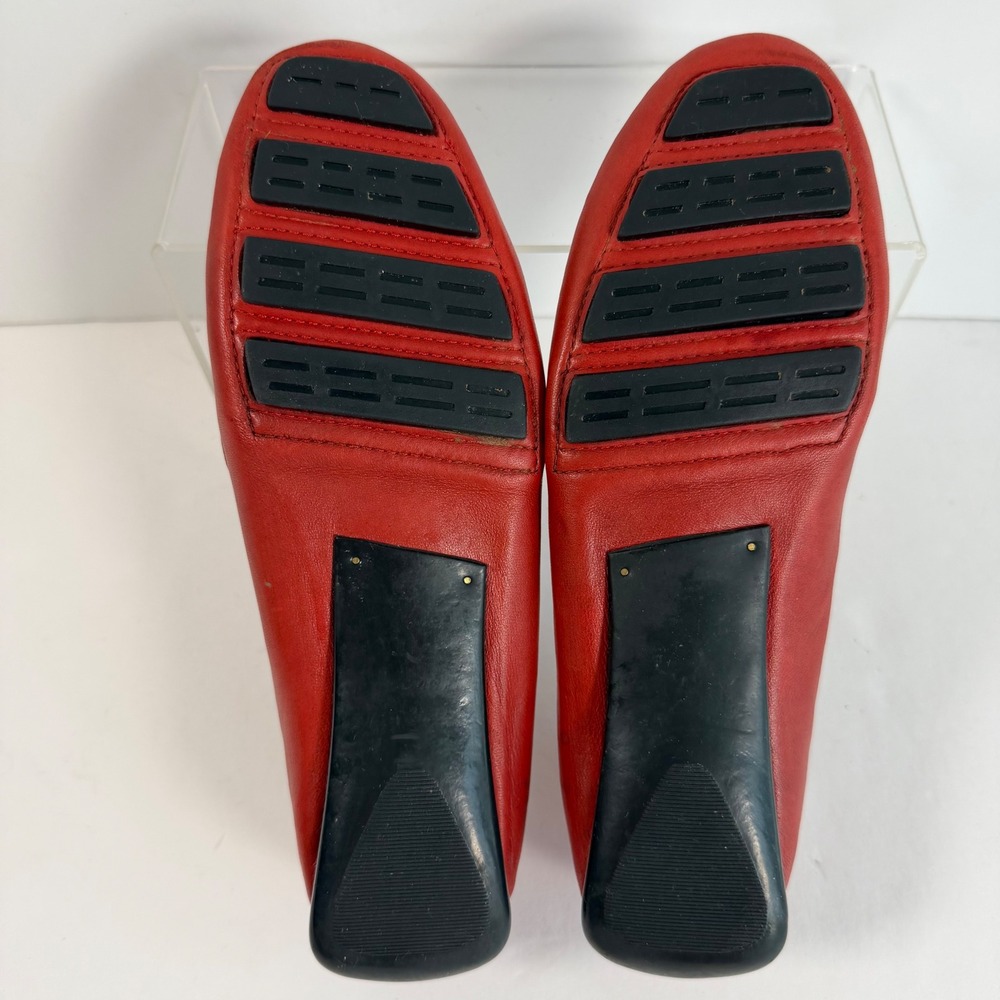 Robert Zur Red Woven Leather Driving Loafers 7.5 Italy Quiet Luxury Preppy - Picture 7 of 9